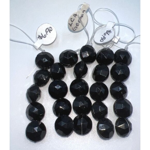 Bead German Glass Round Faceted Black Jewelry Side Drilled - Picture 3 of 3